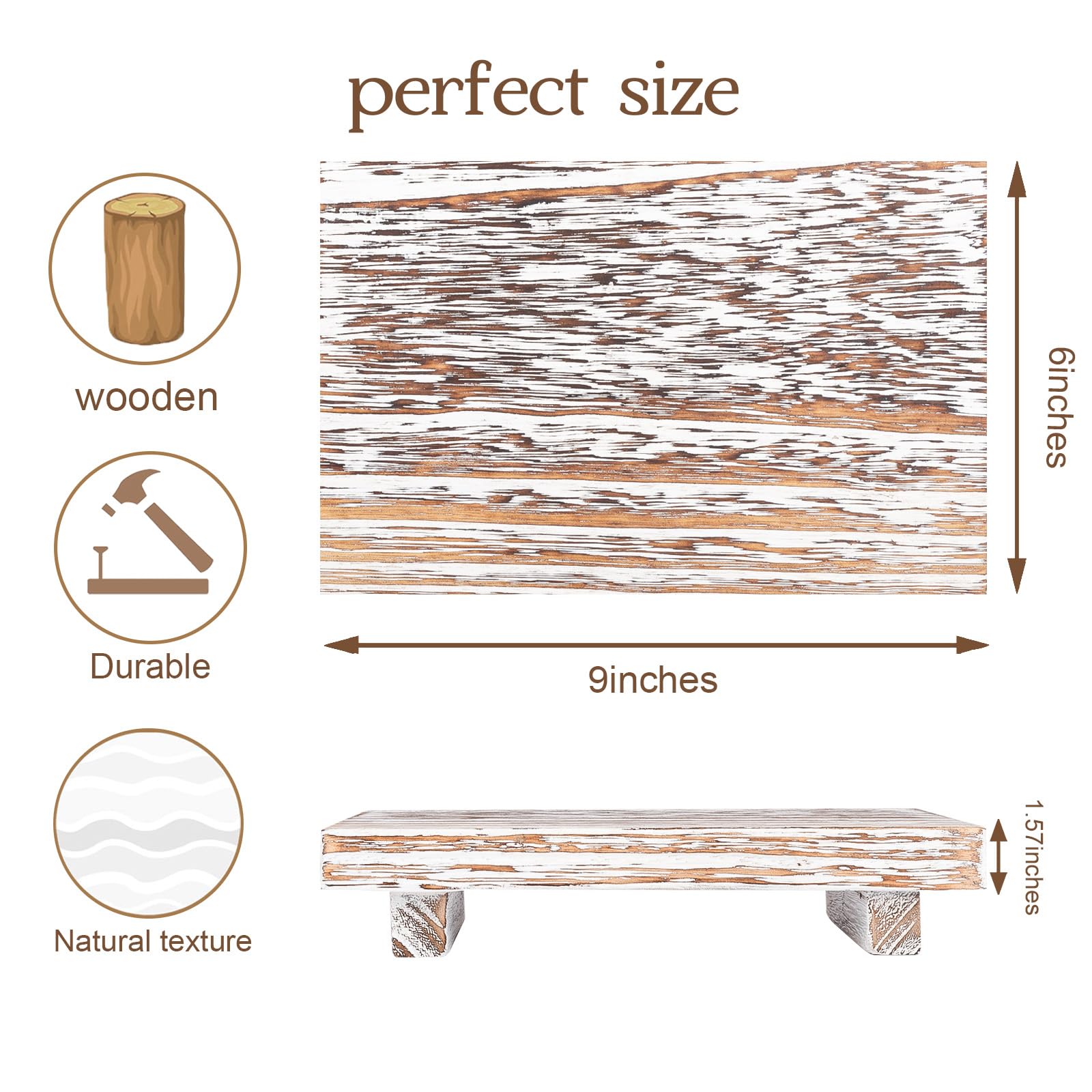 zoocatia Small Wood Tray Pedestal Stand Farmhouse Bathroom Decor Decorative Wooden Riser Kitchen Soap Dish Holder for Vanity, Counter, Sink, 9" x 5.9" - Black