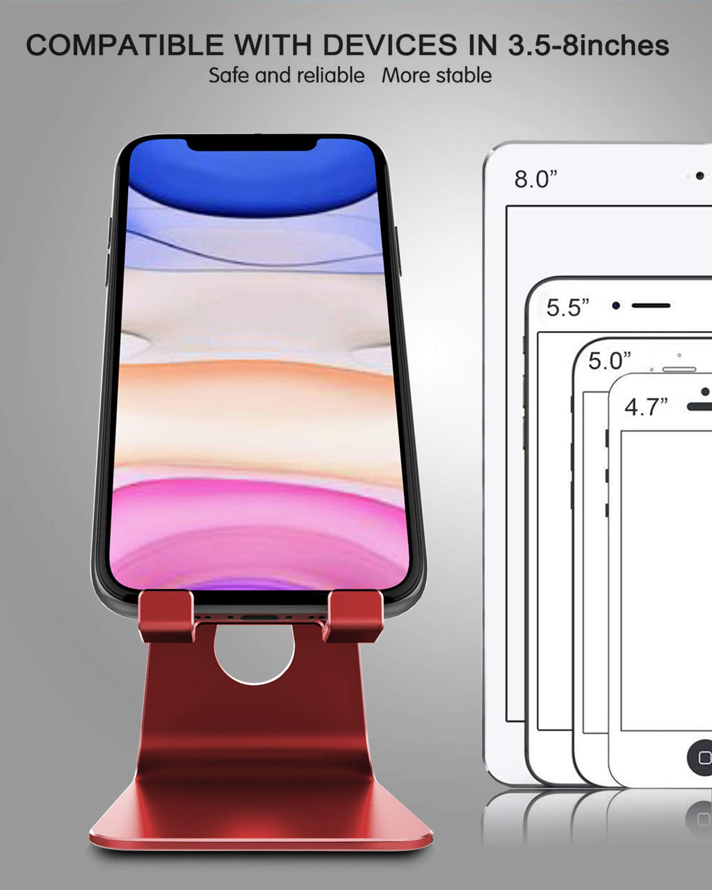 CreaDream Adjustable Cell Phone Stand, Phone Stand, Cradle, Dock, Holder, Aluminum Desktop Stand Compatible with Phone 16 15 14 13 12 11 Pro Max Plus SE, Accessories Desk, All Mobile Phones-Rose Gold