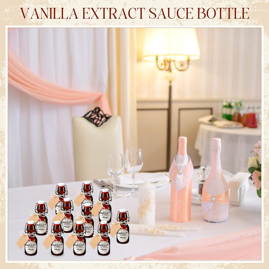 Vesici 8 Sets Swing Top Glass Bottles Set Amber Homemade Vanilla Extract Bottles Vanilla Extract Jars for Christmas DIY Crafts (4 oz)