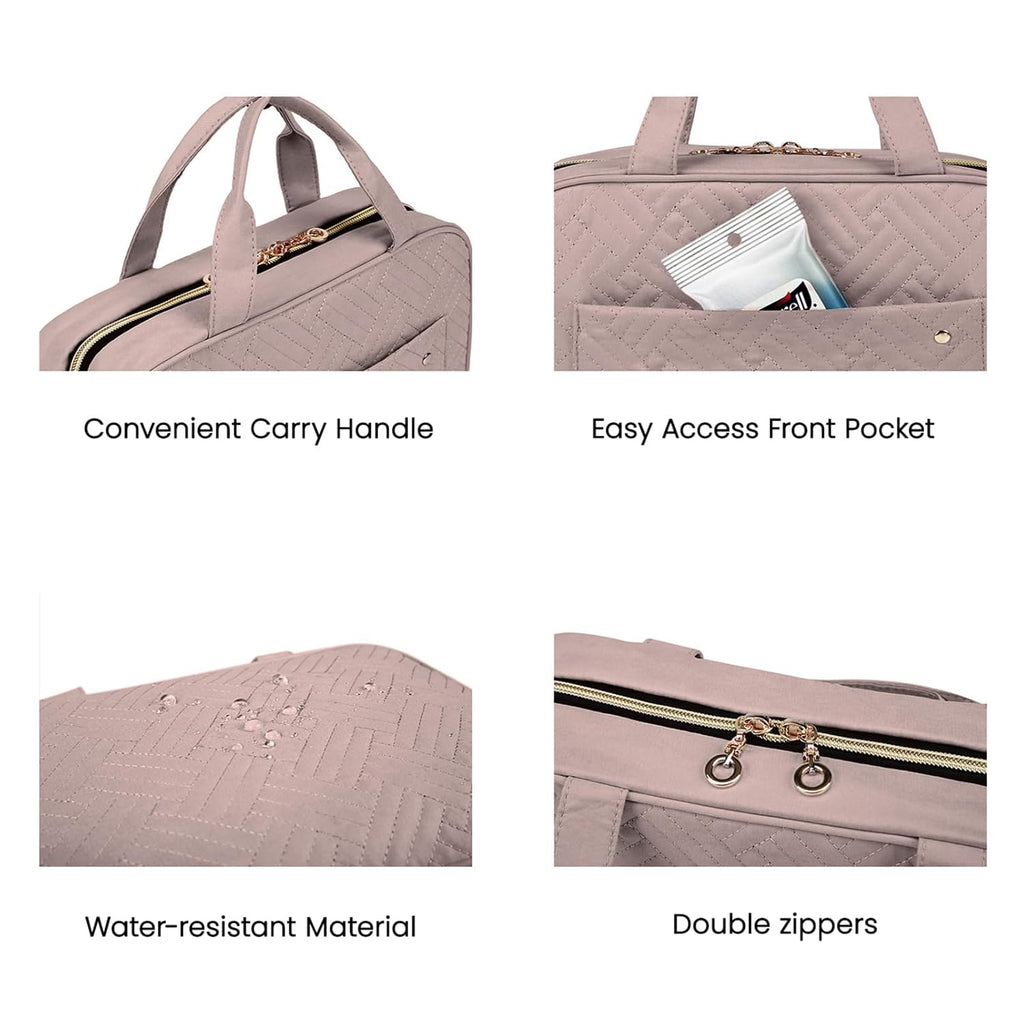 BAGSMART Large Toiletry Bag Travel Bag with Hanging Hook, Water-resistant Makeup Cosmetic Bag Travel Organizer for Accessories, Shampoo, Full Sized Container, Toiletries