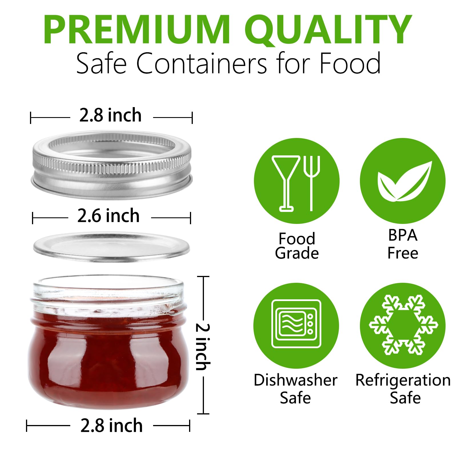 24 Pack 4 oz Mason Jars with Regular Lids and Bands, Small Canning Jars, Mini Glass Jars for Honey Jelly Jam Crafts