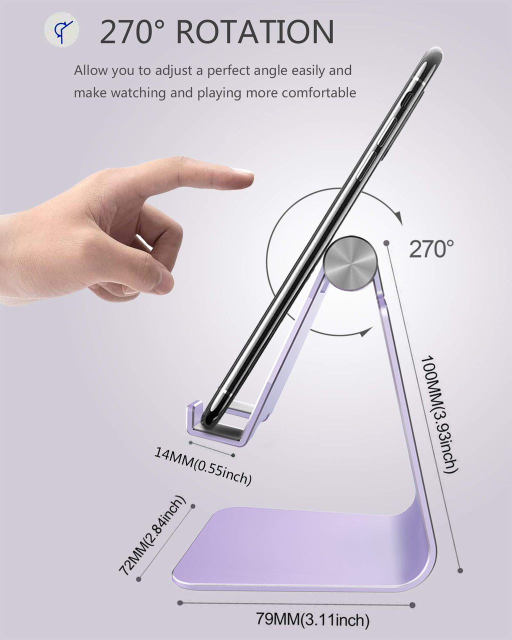 CreaDream Adjustable Cell Phone Stand, Phone Stand, Cradle, Dock, Holder, Aluminum Desktop Stand Compatible with Phone 16 15 14 13 12 11 Pro Max Plus SE, Accessories Desk, All Mobile Phones-Rose Gold