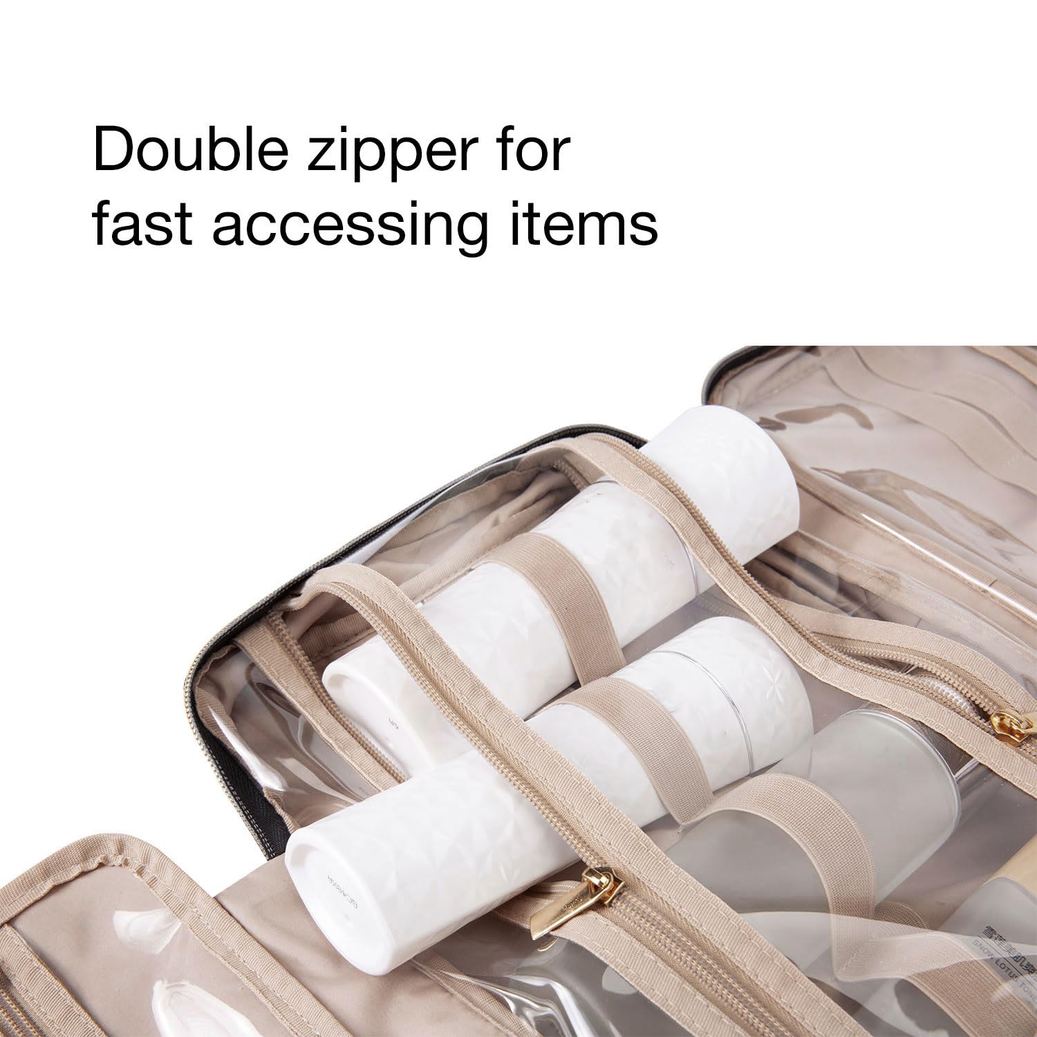 BAGSMART Large Toiletry Bag Travel Bag with Hanging Hook, Water-resistant Makeup Cosmetic Bag Travel Organizer for Accessories, Shampoo, Full Sized Container, Toiletries