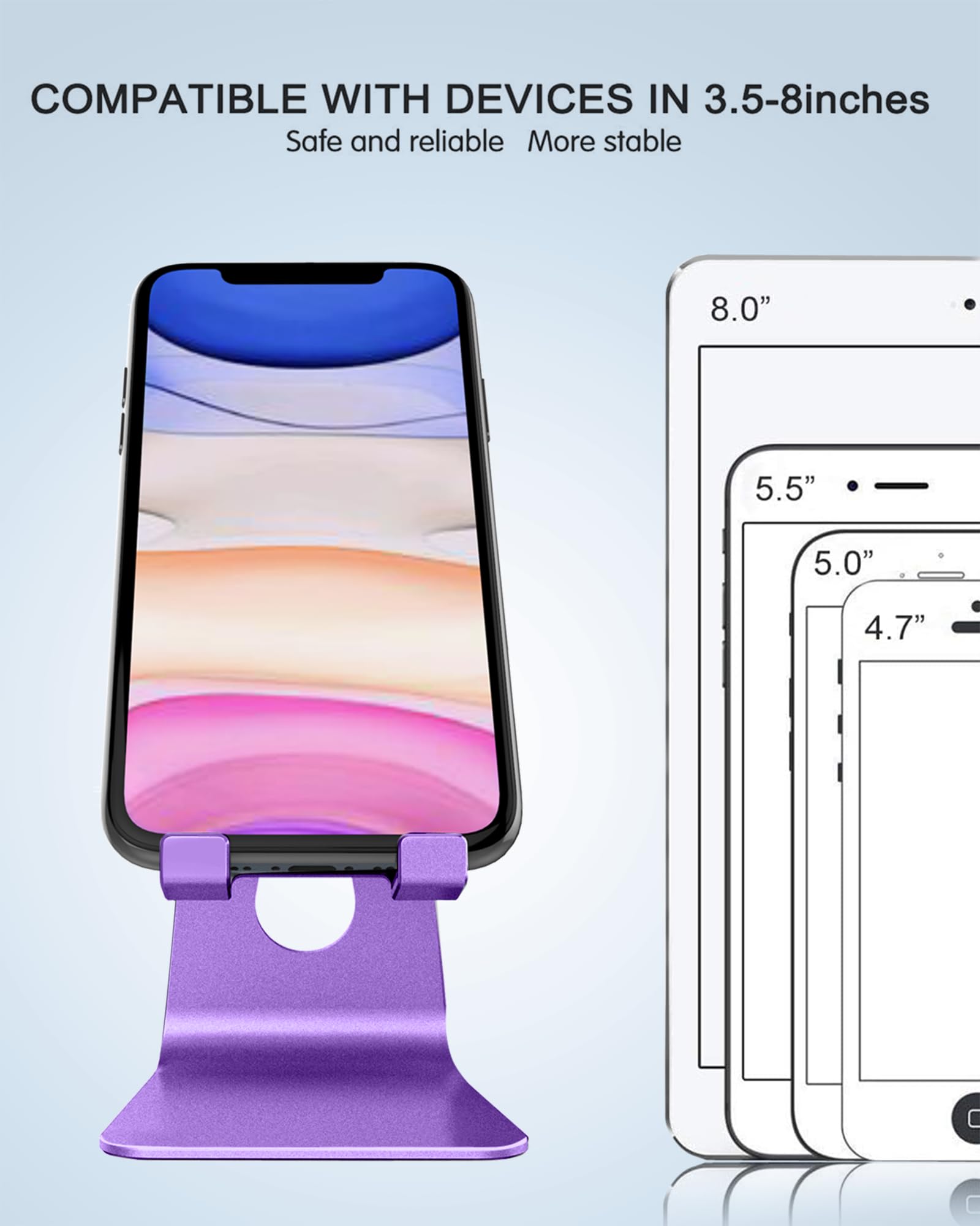 CreaDream Adjustable Cell Phone Stand, Phone Stand, Cradle, Dock, Holder, Aluminum Desktop Stand Compatible with Phone 16 15 14 13 12 11 Pro Max Plus SE, Accessories Desk, All Mobile Phones-Rose Gold