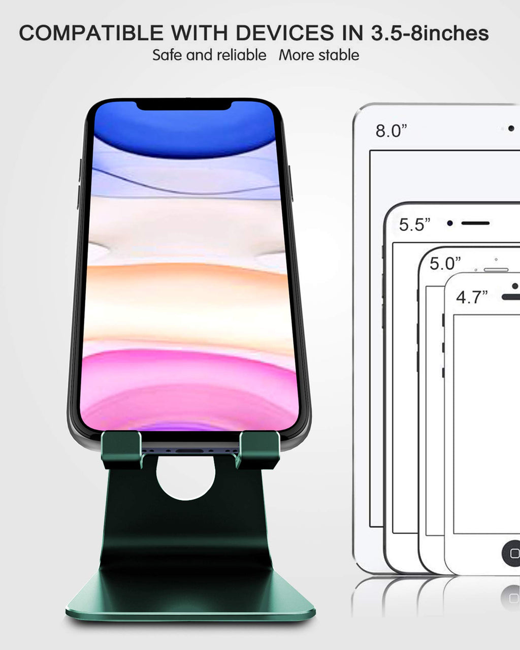 CreaDream Adjustable Cell Phone Stand, Phone Stand, Cradle, Dock, Holder, Aluminum Desktop Stand Compatible with Phone 16 15 14 13 12 11 Pro Max Plus SE, Accessories Desk, All Mobile Phones-Rose Gold