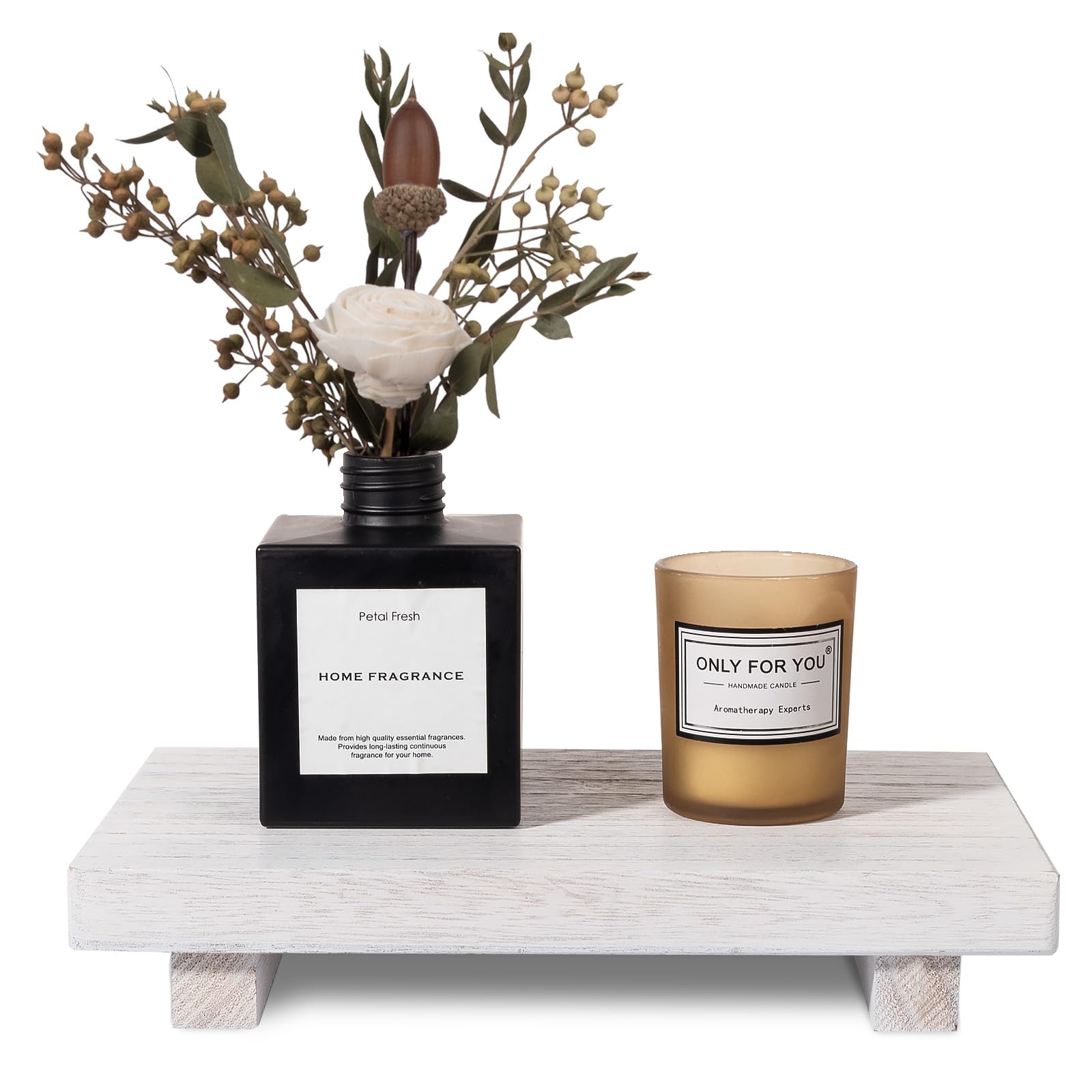 zoocatia Small Wood Tray Pedestal Stand Farmhouse Bathroom Decor Decorative Wooden Riser Kitchen Soap Dish Holder for Vanity, Counter, Sink, 9" x 5.9" - Black