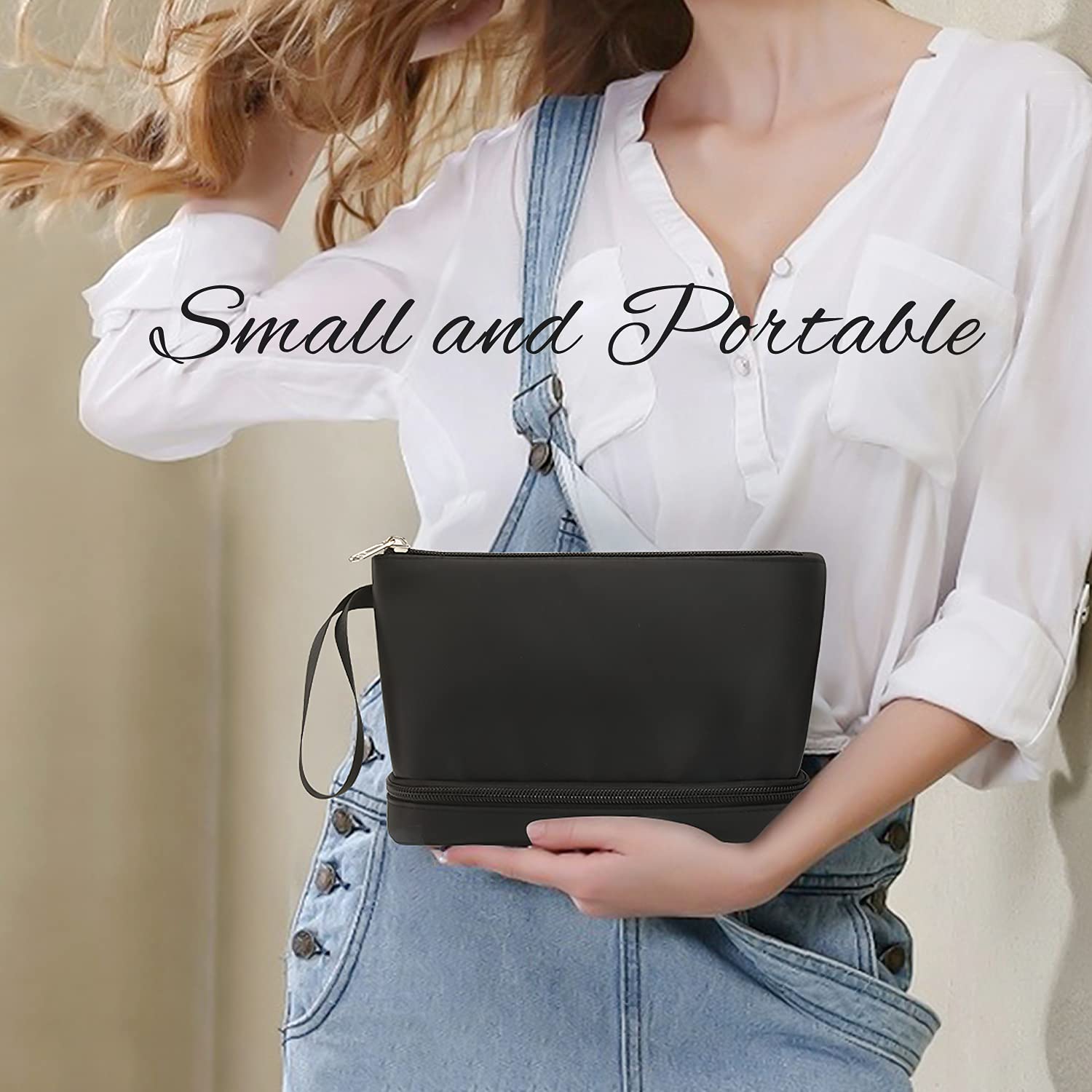 Ethereal Clear Makeup Bag, TSA Travel Makeup Organizer Bag Rose Gold Makeup Bags for Women Small Cosmetic Bag Portable Makeup Bag for Purse