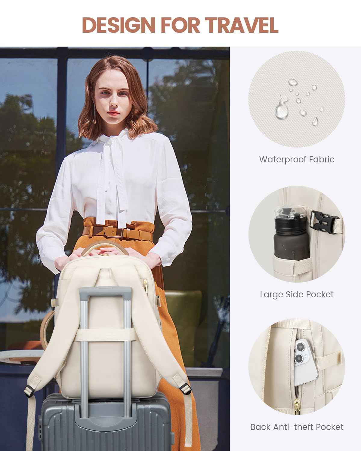 LOVEVOOK Carry On Travel Backpack For Women Men Flight Approved, 40L Personal Item Backpack for Airplanes, Business Weekender Overnight Daypack Fits 17 Inch Laptop, With 2 Packing Cubes, Black