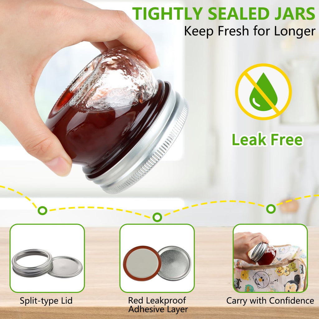 24 Pack 4 oz Mason Jars with Regular Lids and Bands, Small Canning Jars, Mini Glass Jars for Honey Jelly Jam Crafts