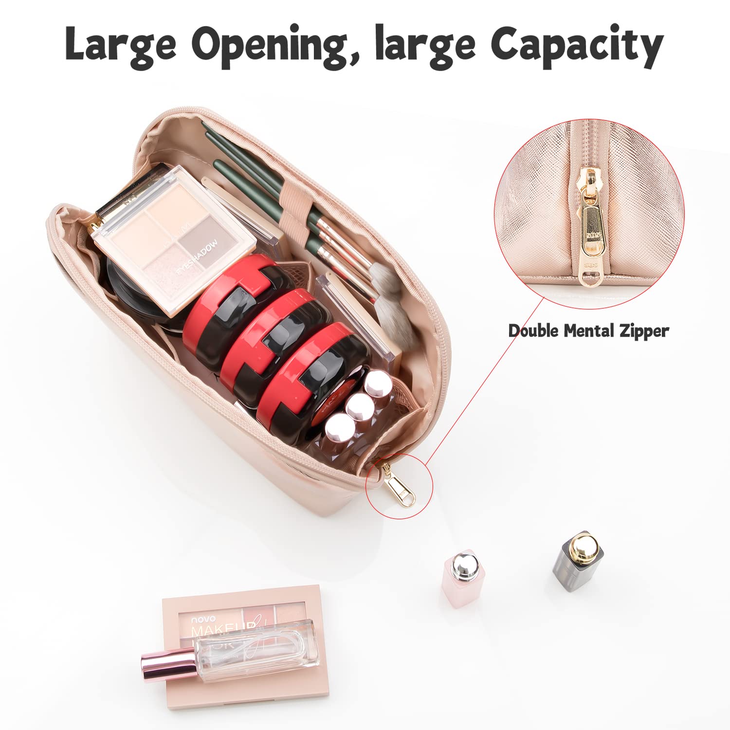 Ethereal Clear Makeup Bag, TSA Travel Makeup Organizer Bag Rose Gold Makeup Bags for Women Small Cosmetic Bag Portable Makeup Bag for Purse