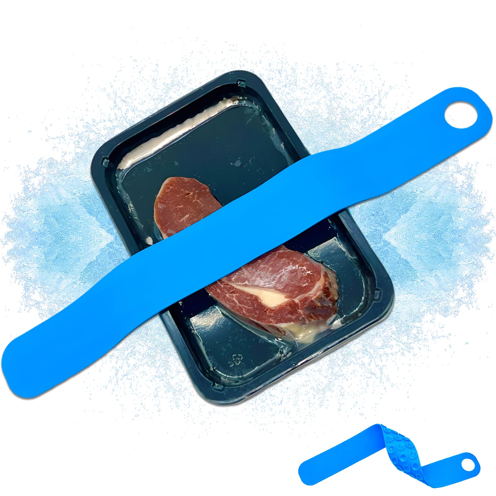 Thaw Belt, Silicone Sink Thawing Fixator Belt, Longer Faster & Safer Defrosting Belt for Frozen Meat Fruit and Vegetable, Thaws in Minutes Instead of Hours, Super Suction, no Heat Required (Blue)