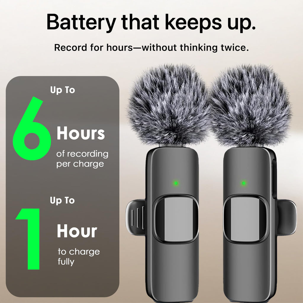 Mini Mic Pro (Latest Model) - Wireless Mini Microphone for iPhone, iPad, Android - 2 Pack Lavalier Microphone for Video Recording - iPhone Mic Crystal Clear Recording with USB-C for Content Creators