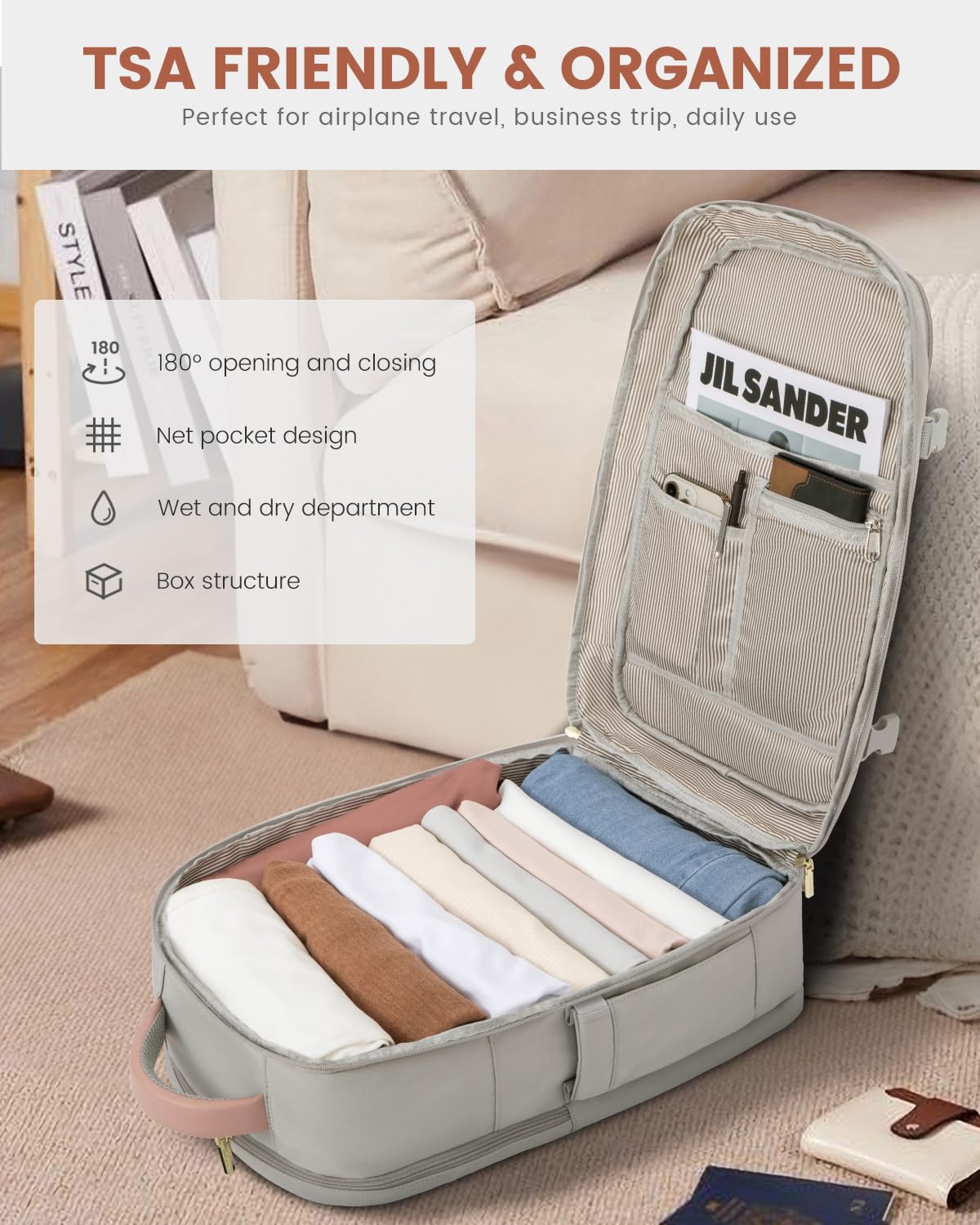 LOVEVOOK Carry On Travel Backpack For Women Men Flight Approved, 40L Personal Item Backpack for Airplanes, Business Weekender Overnight Daypack Fits 17 Inch Laptop, With 2 Packing Cubes, Black