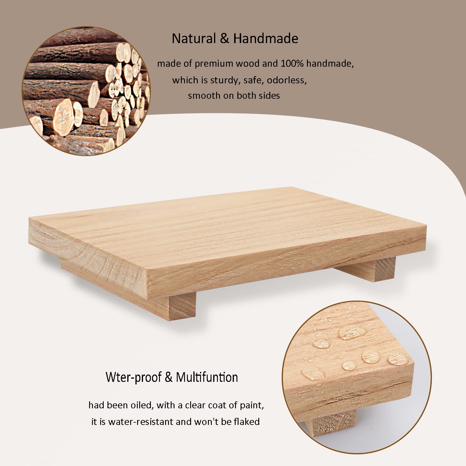 zoocatia Small Wood Tray Pedestal Stand Farmhouse Bathroom Decor Decorative Wooden Riser Kitchen Soap Dish Holder for Vanity, Counter, Sink, 9" x 5.9" - Black