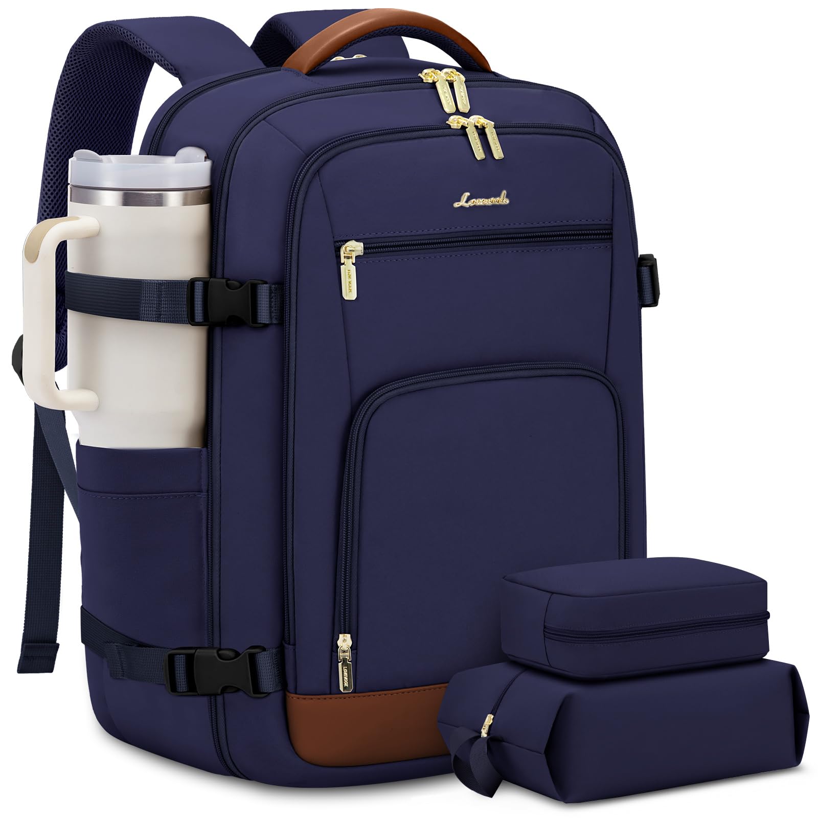 LOVEVOOK Carry On Travel Backpack For Women Men Flight Approved, 40L Personal Item Backpack for Airplanes, Business Weekender Overnight Daypack Fits 17 Inch Laptop, With 2 Packing Cubes, Black