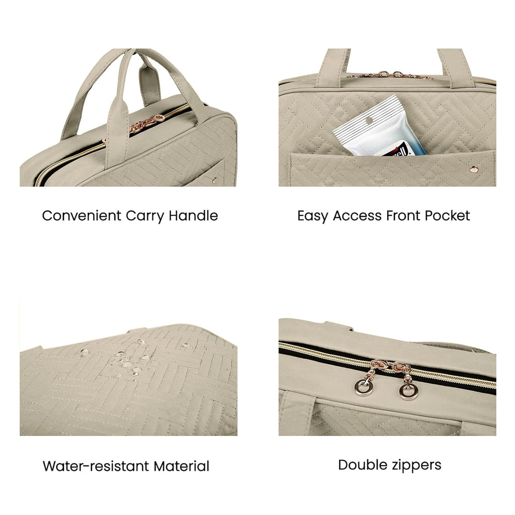 BAGSMART Large Toiletry Bag Travel Bag with Hanging Hook, Water-resistant Makeup Cosmetic Bag Travel Organizer for Accessories, Shampoo, Full Sized Container, Toiletries