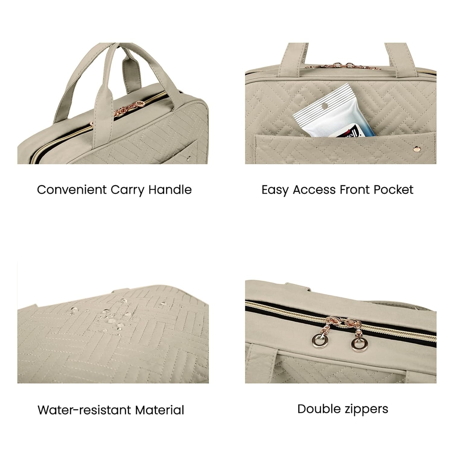 BAGSMART Large Toiletry Bag Travel Bag with Hanging Hook, Water-resistant Makeup Cosmetic Bag Travel Organizer for Accessories, Shampoo, Full Sized Container, Toiletries