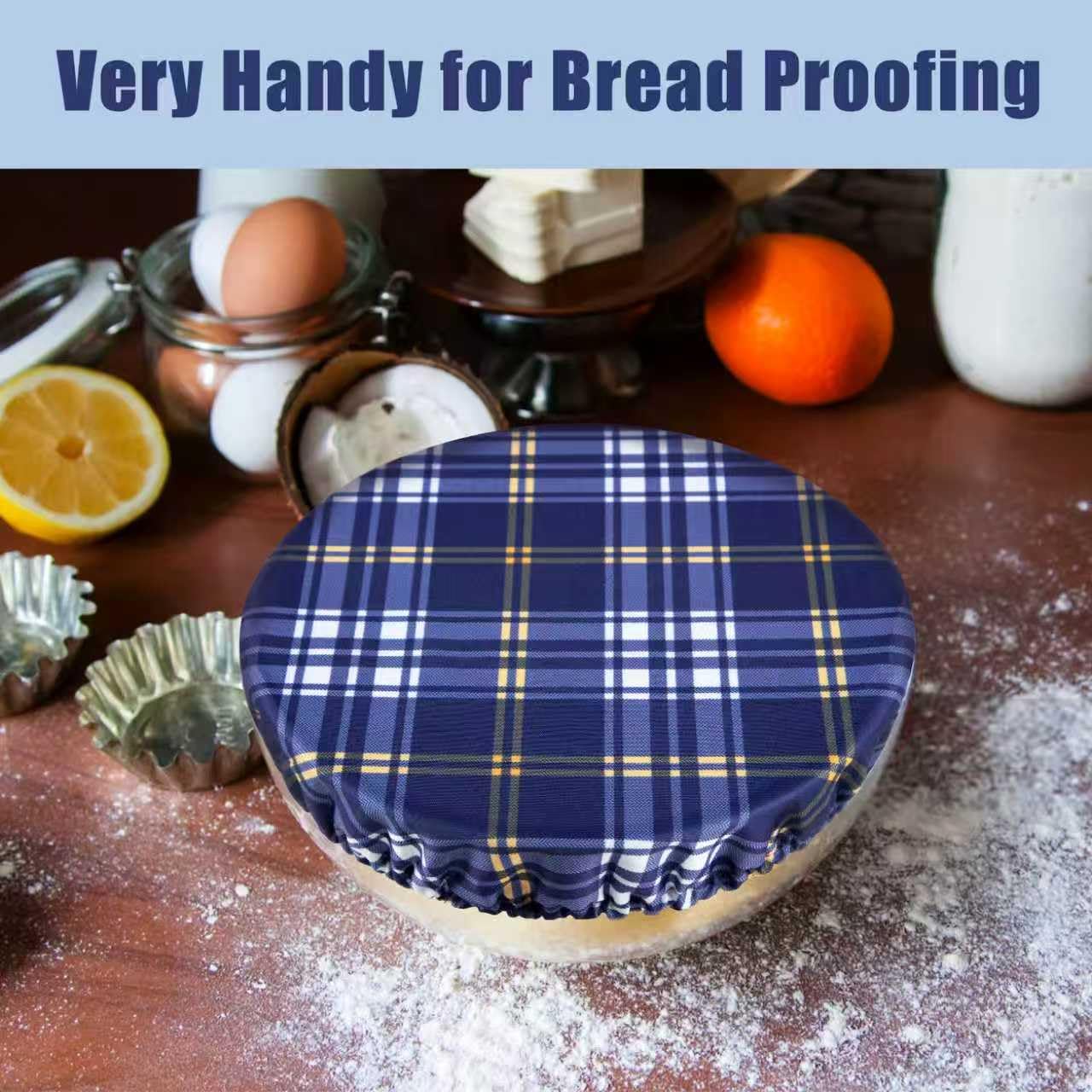 wegreeco Elastic Reusable Bowl Covers for Bread Proofing, Fabric Cloth Sourdough Bowl Covers for Proofing - Set of 3, Grey Leaf