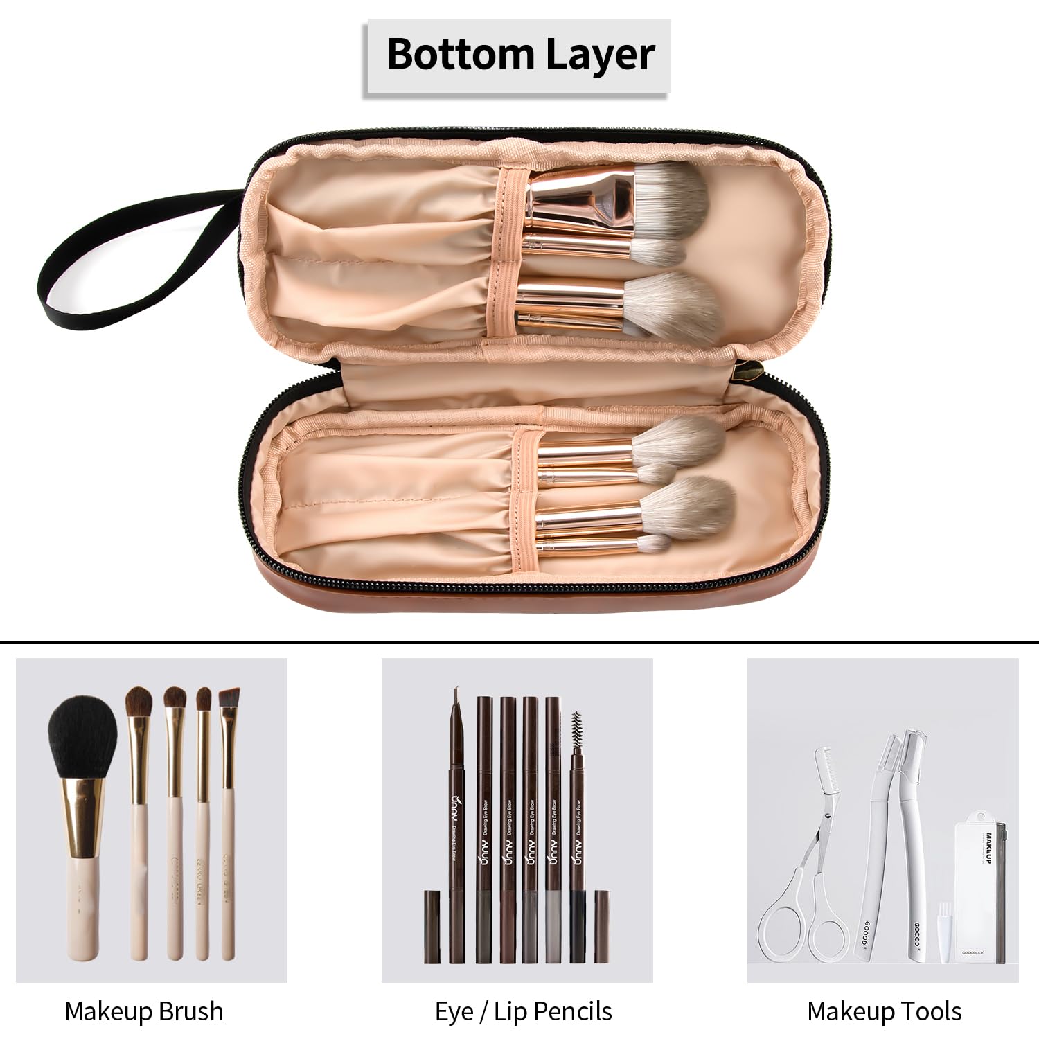 Ethereal Clear Makeup Bag, TSA Travel Makeup Organizer Bag Rose Gold Makeup Bags for Women Small Cosmetic Bag Portable Makeup Bag for Purse