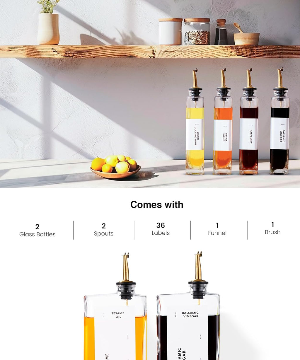 APT 1101 Olive Oil Dispenser for Kitchen, Cooking Oil and Vinegar Dispenser Set, Olive Oil Bottle, Soy sauce dispenser, coffee syrup bottles - 2 pcs, Black