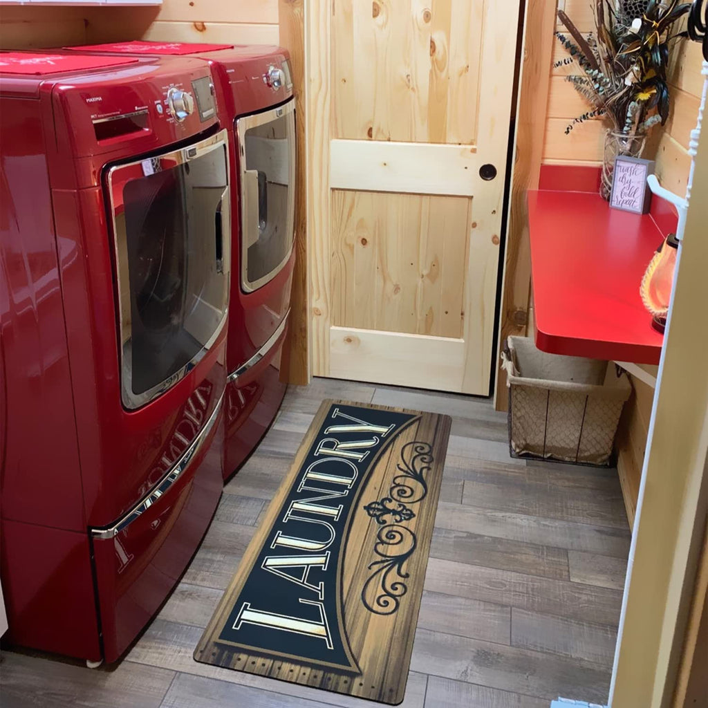 UKELER Laundry Room Rug Runner, Farmhouse Laundry Mats for Washroom Laundry Room Bathroom Kitchen, Non Slip Anti Fatigue Laundry Rugs 48''x20''