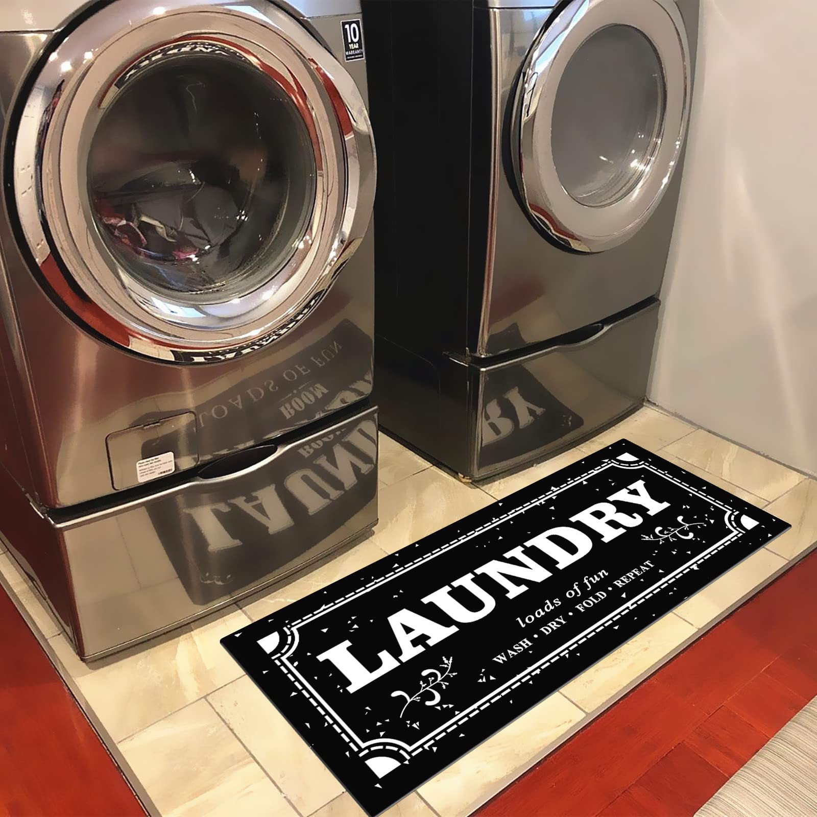 UKELER Laundry Room Rug Runner, Farmhouse Laundry Mats for Washroom Laundry Room Bathroom Kitchen, Non Slip Anti Fatigue Laundry Rugs 48''x20''