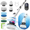 TUYU Electric Spin Scrubber, Full-Body IPX7 Waterproof Bathroom Scrubber with Power LCD Display, Adjustable Extension Handle, Cordless Shower Cleaner Brush for Bathtub Kitchen Wall Cleaning