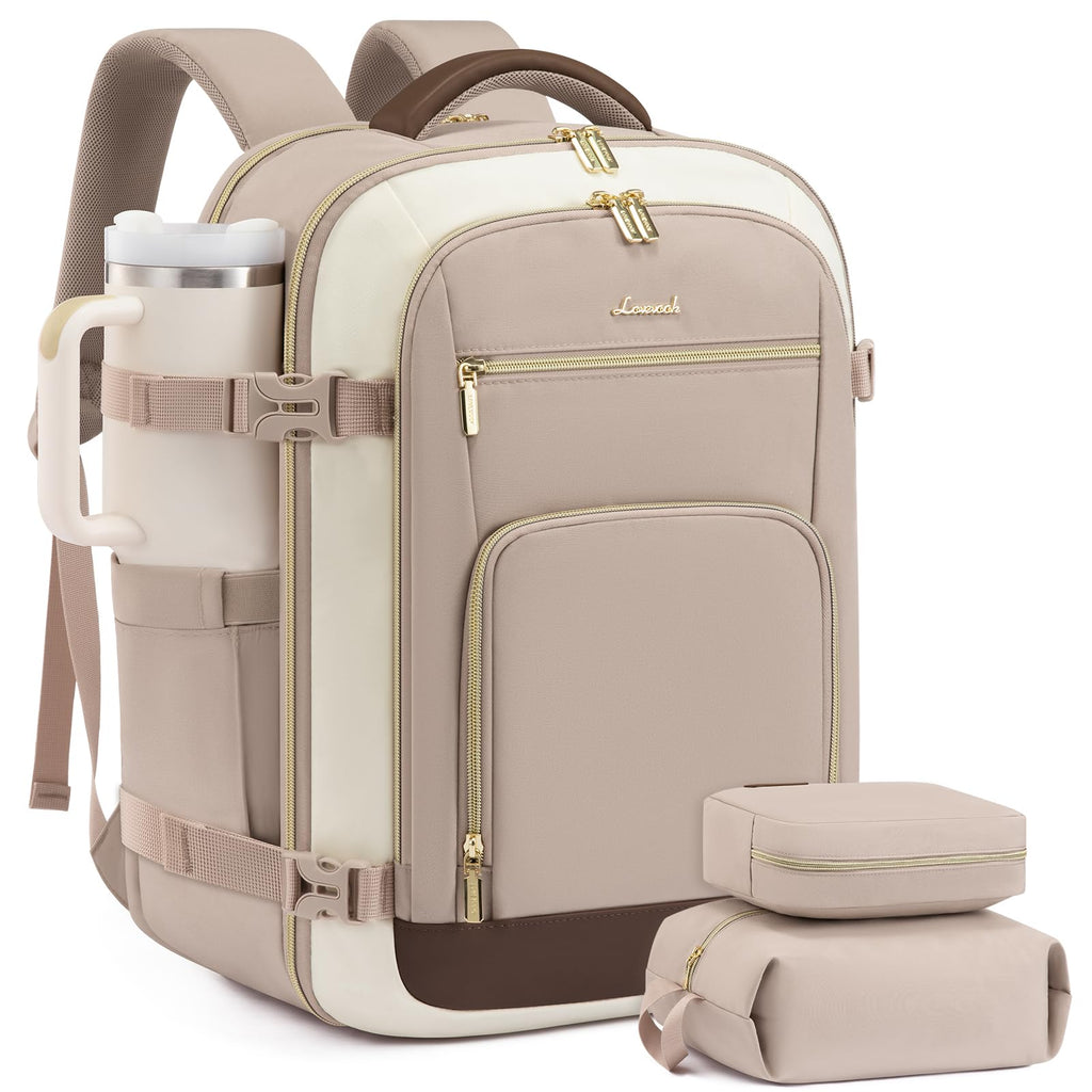 LOVEVOOK Carry On Travel Backpack For Women Men Flight Approved, 40L Personal Item Backpack for Airplanes, Business Weekender Overnight Daypack Fits 17 Inch Laptop, With 2 Packing Cubes, Black