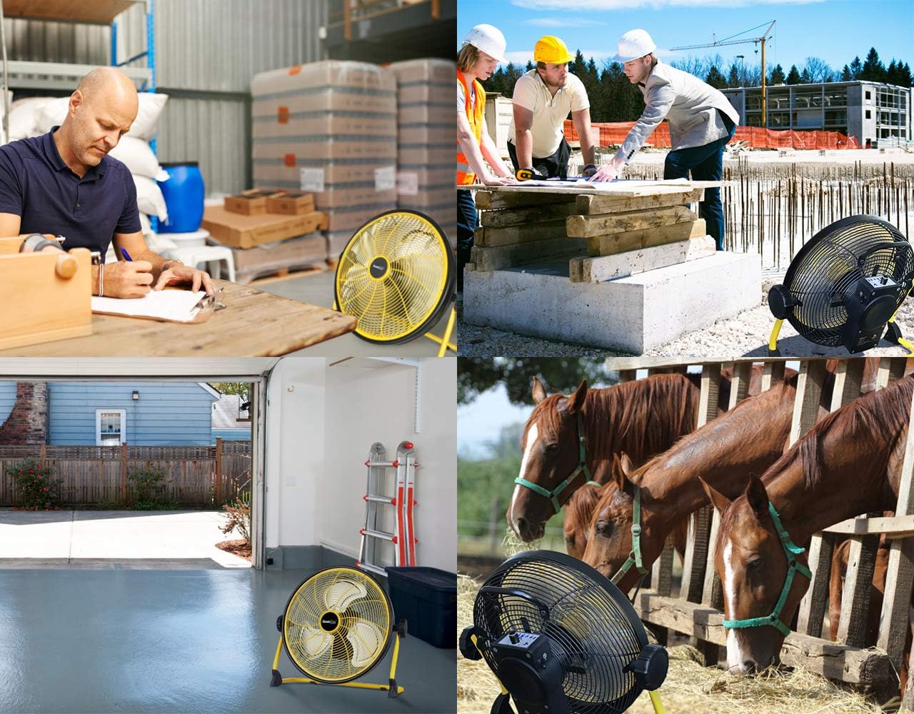 Geek Aire Rechargeable Outdoor High Velocity Camping Floor Fan, 16” Portable Battery Operated Fan with Metal Blade for Garage Camping Gear Accessories