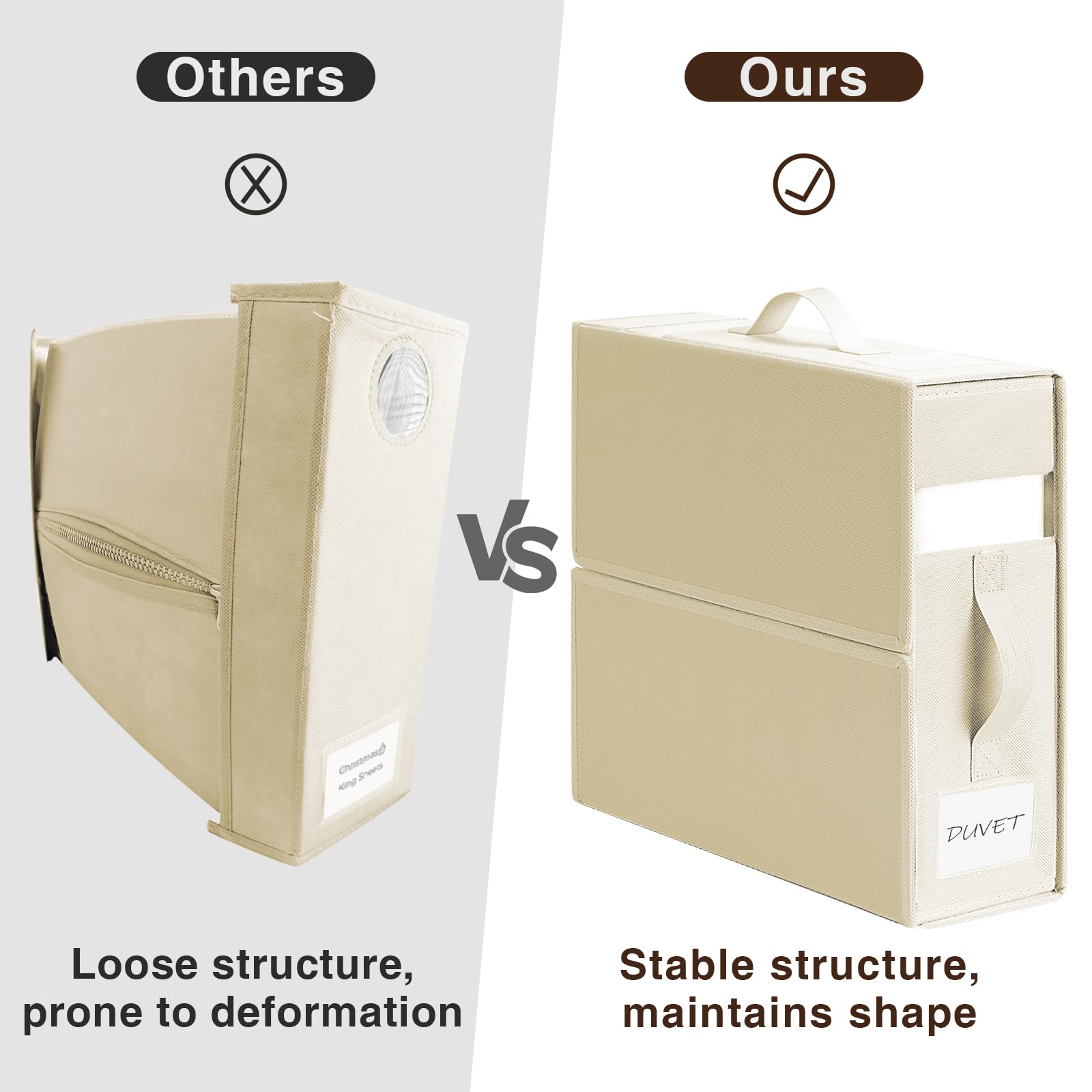 DIMJ Bed Sheet Organizers and Storage 6 Pack - Foldable Sheet Organizer for Linen Closet, Bedding Storage Box for organization, Sheets Set Holder for Blanke, Towel (King & Queen Size), Beige