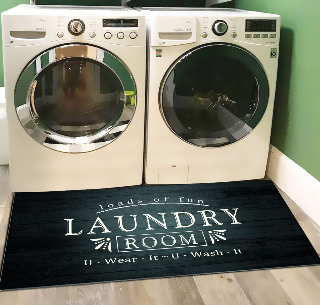 UKELER Laundry Room Rug Runner, Farmhouse Laundry Mats for Washroom Laundry Room Bathroom Kitchen, Non Slip Anti Fatigue Laundry Rugs 48''x20''