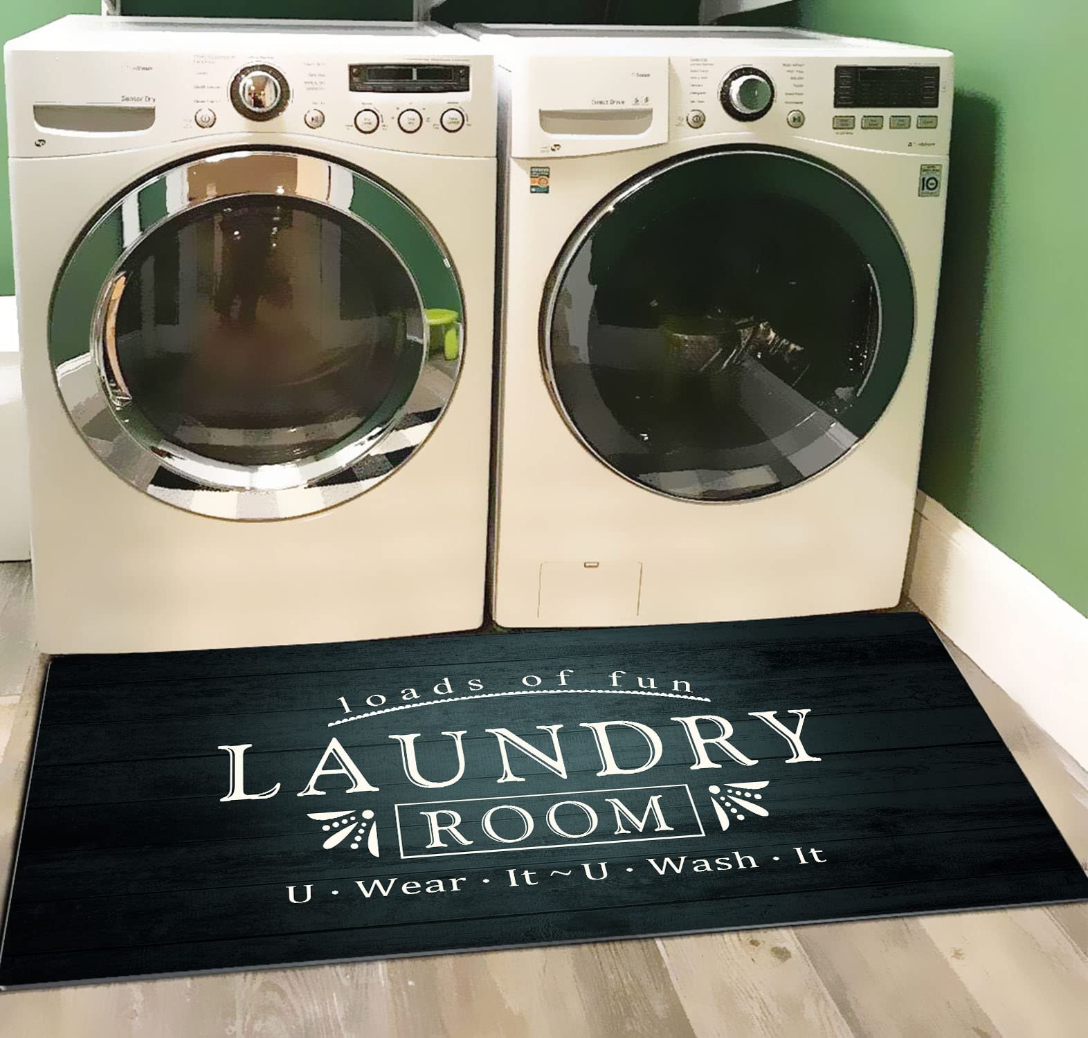 UKELER Laundry Room Rug Runner, Farmhouse Laundry Mats for Washroom Laundry Room Bathroom Kitchen, Non Slip Anti Fatigue Laundry Rugs 48''x20''