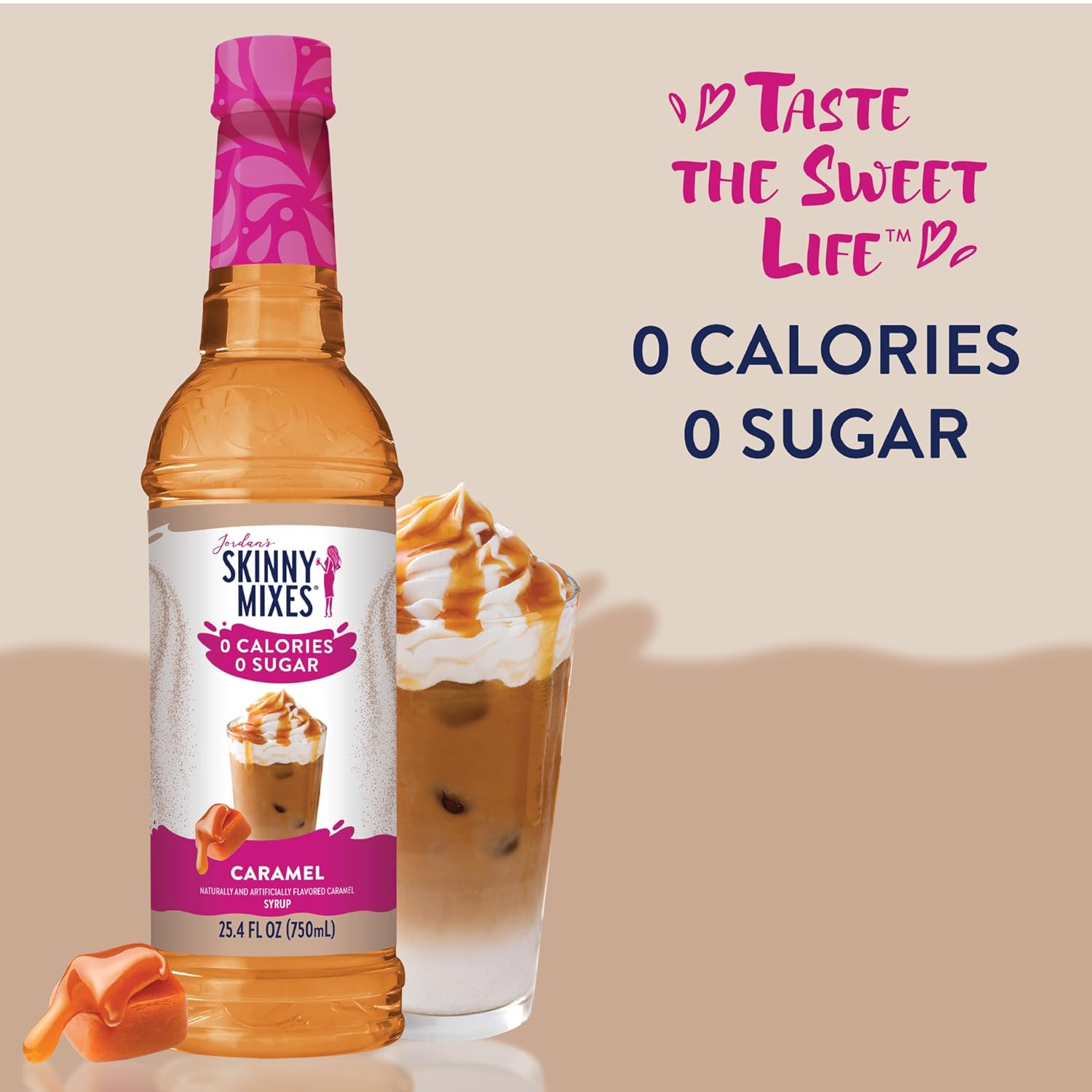 Jordan’s Skinny Mixes Sugar Free Coffee Syrup, Salted Caramel Coffee Flavoring Syrup, Zero Calorie Drink Mix, Lattes, Baking, Protein Shake or Cocktail, Dairy & Gluten Free, Kosher, 25.4 Fl Oz, 2 Pack