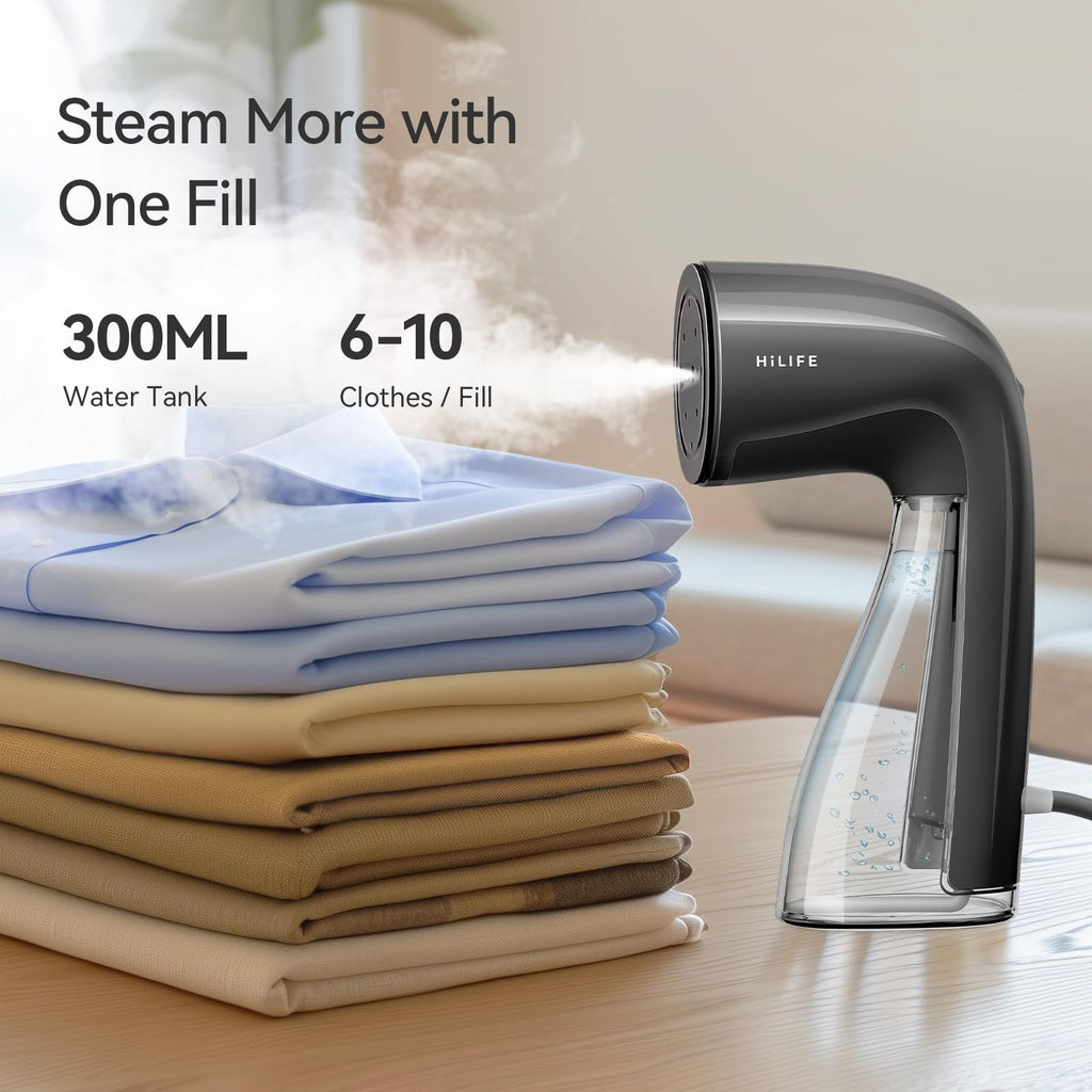 HiLIFE Steamer for Clothes, Portable Handheld Clothing Steamer, 240ml Big Capacity, 700W, Strong Power, Fabric Quick Wrinkle Remover with Brush for Home, Office, Travel (ONLY 120V) -Blue
