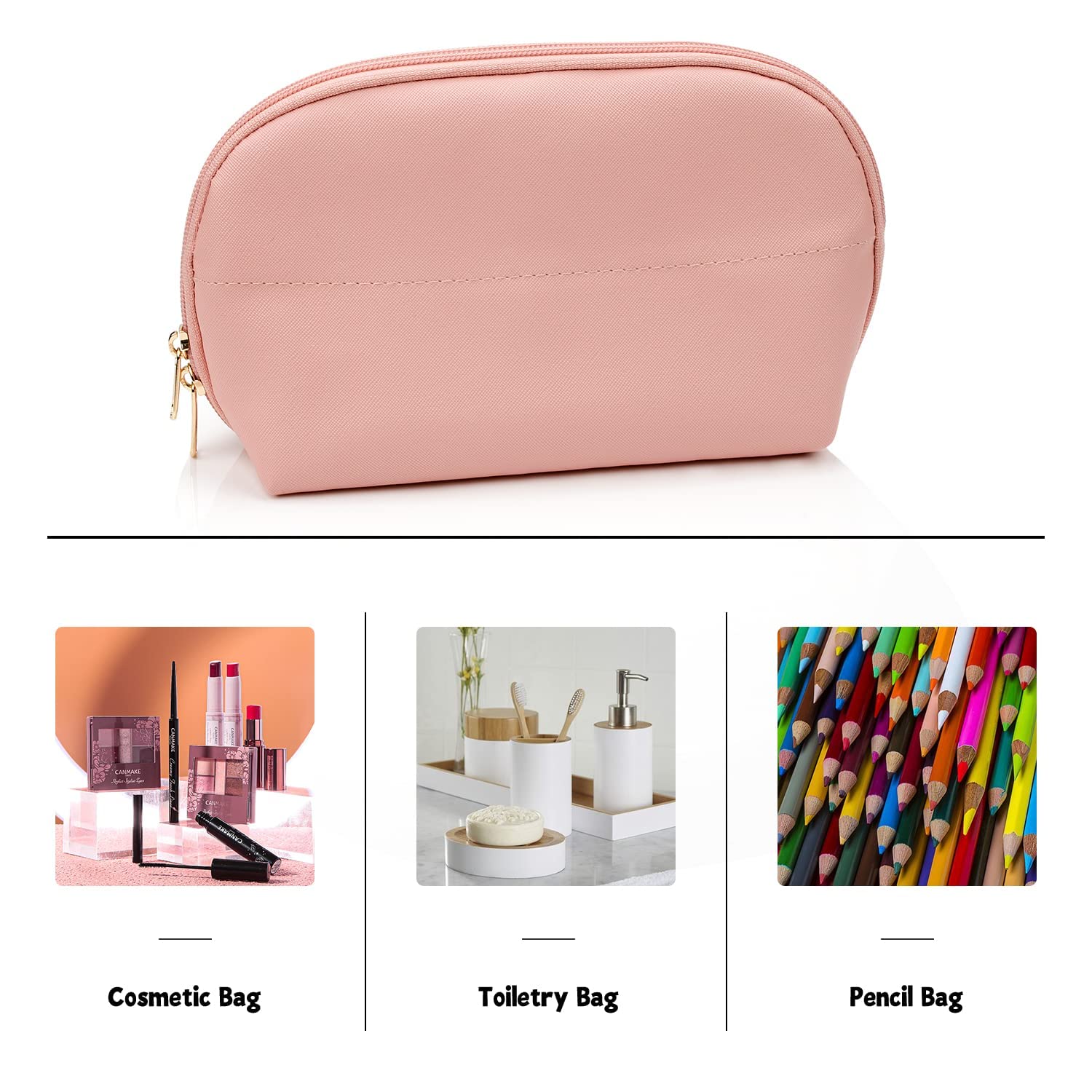 Ethereal Clear Makeup Bag, TSA Travel Makeup Organizer Bag Rose Gold Makeup Bags for Women Small Cosmetic Bag Portable Makeup Bag for Purse