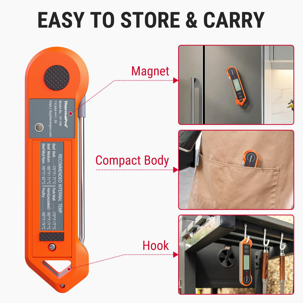 ThermoPro TP19H Waterproof Digital Meat Thermometer for Grilling with Ambidextrous Backlit and Motion Sensing Kitchen Cooking Food Thermometer for BBQ Grill Smoker Oil Fry Candy Thermometer