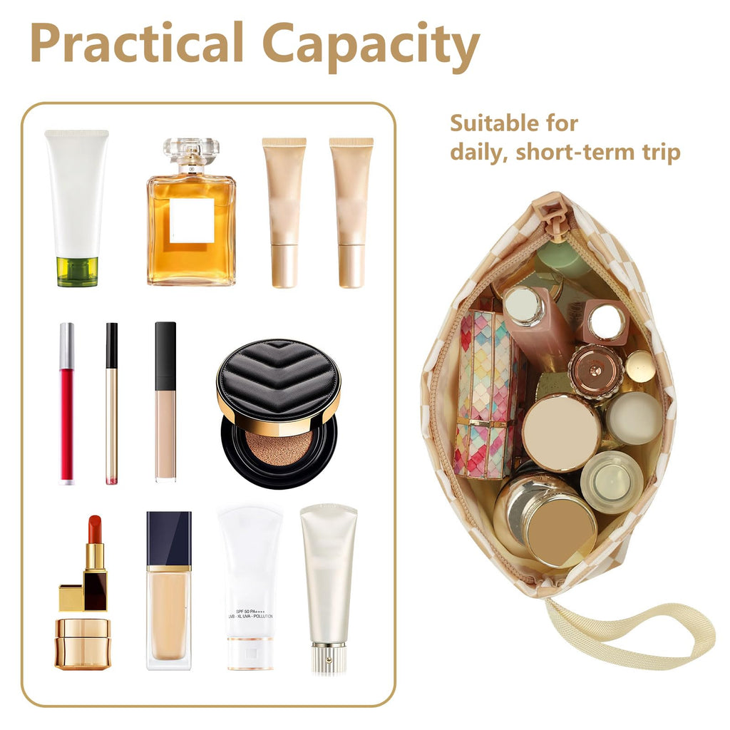 Ethereal Clear Makeup Bag, TSA Travel Makeup Organizer Bag Rose Gold Makeup Bags for Women Small Cosmetic Bag Portable Makeup Bag for Purse