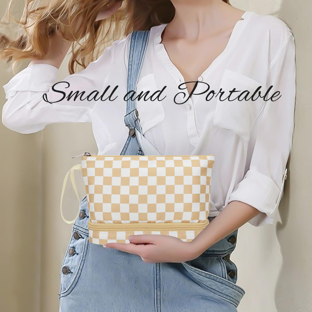 Ethereal Clear Makeup Bag, TSA Travel Makeup Organizer Bag Rose Gold Makeup Bags for Women Small Cosmetic Bag Portable Makeup Bag for Purse