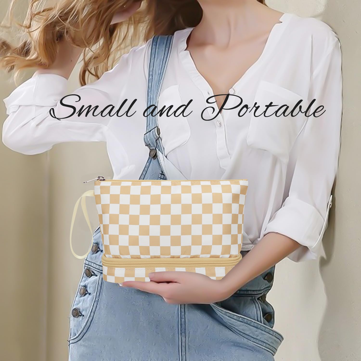 Ethereal Clear Makeup Bag, TSA Travel Makeup Organizer Bag Rose Gold Makeup Bags for Women Small Cosmetic Bag Portable Makeup Bag for Purse