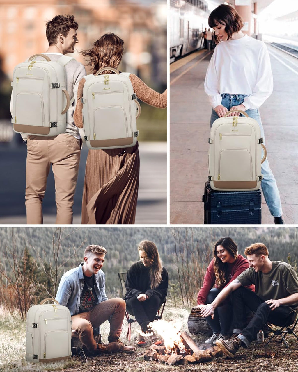 LOVEVOOK Carry On Travel Backpack For Women Men Flight Approved, 40L Personal Item Backpack for Airplanes, Business Weekender Overnight Daypack Fits 17 Inch Laptop, With 2 Packing Cubes, Black