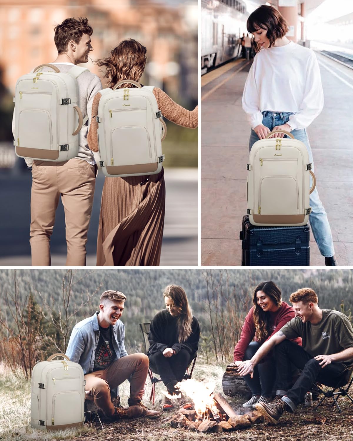 LOVEVOOK Carry On Travel Backpack For Women Men Flight Approved, 40L Personal Item Backpack for Airplanes, Business Weekender Overnight Daypack Fits 17 Inch Laptop, With 2 Packing Cubes, Black