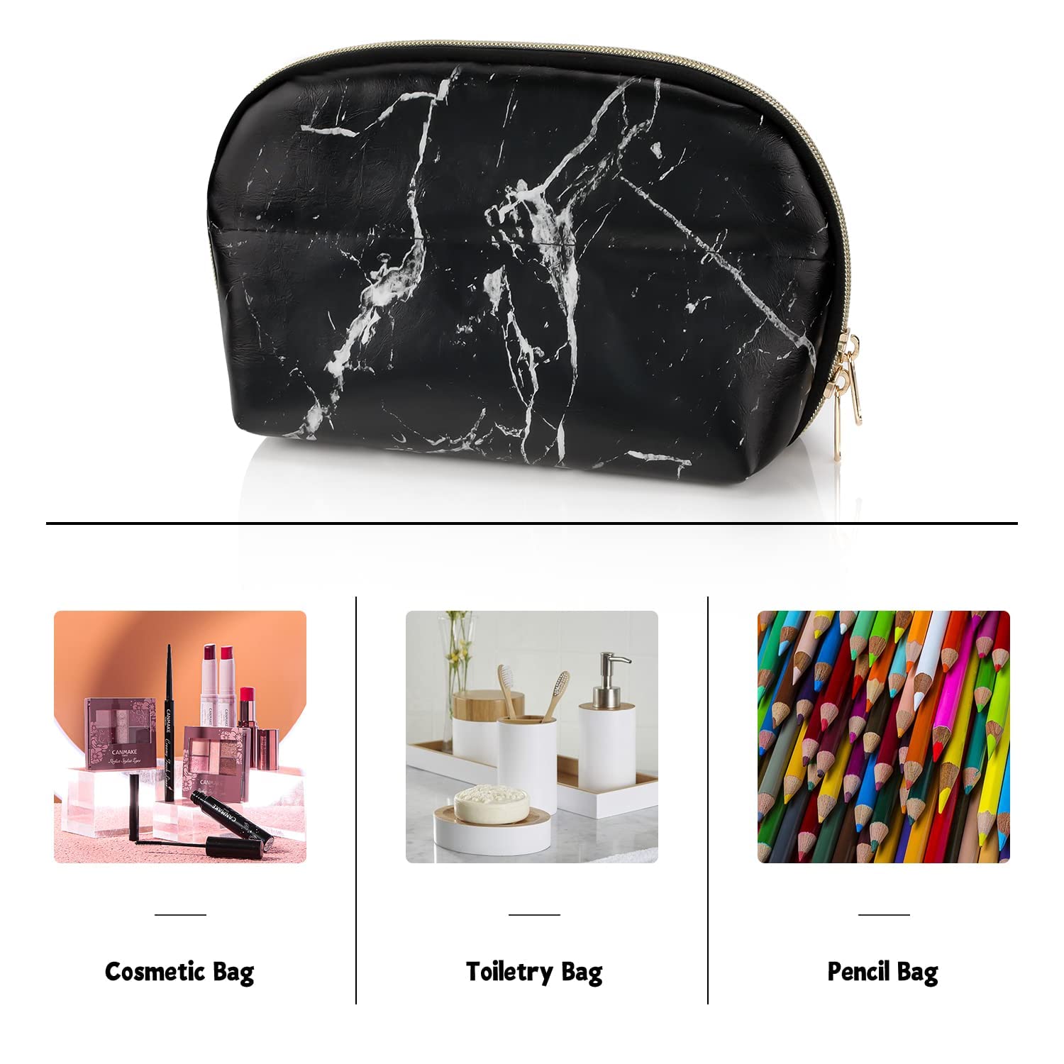 Ethereal Clear Makeup Bag, TSA Travel Makeup Organizer Bag Rose Gold Makeup Bags for Women Small Cosmetic Bag Portable Makeup Bag for Purse