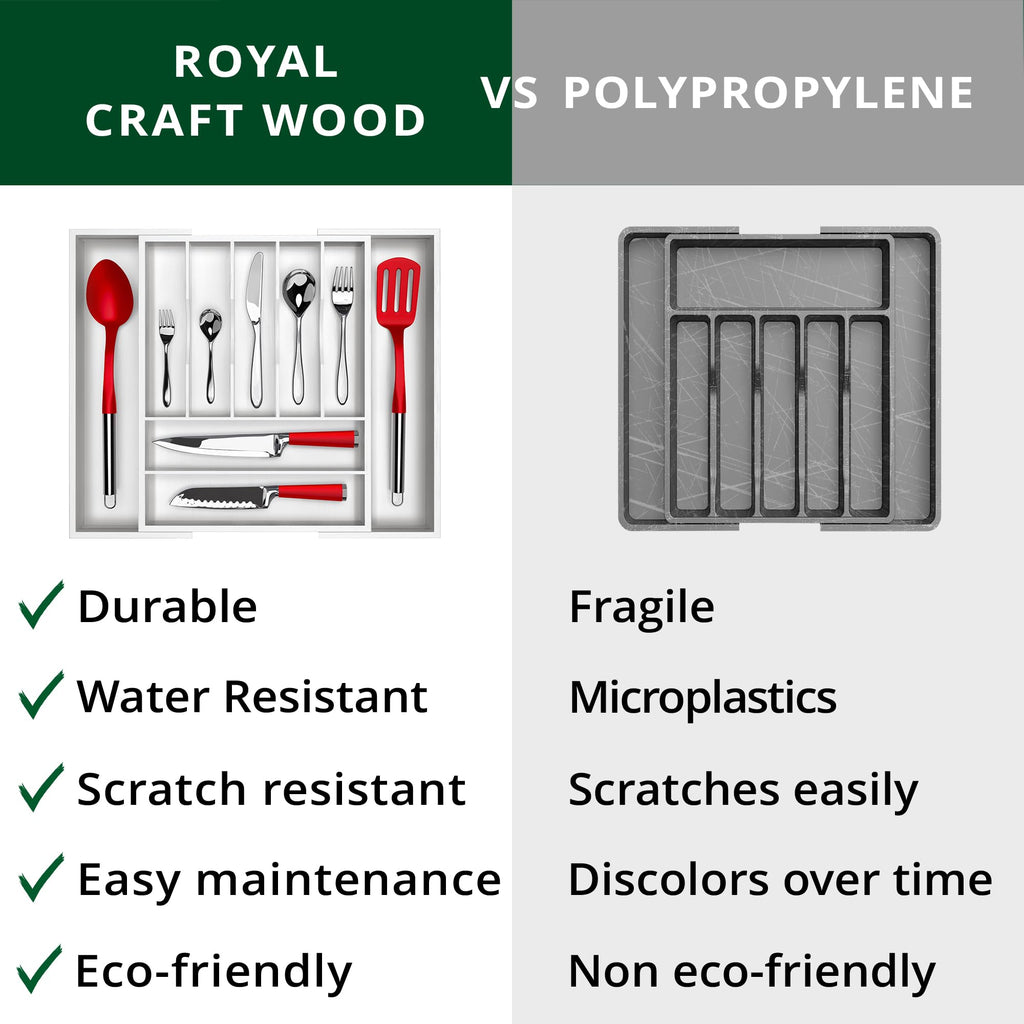 ROYAL CRAFT WOOD Luxury Bamboo Kitchen Drawer Organizer - Silverware Organizer, Utensil Holder & Cutlery Tray Drawer Dividers for Flatware (9 Slot, Natural)