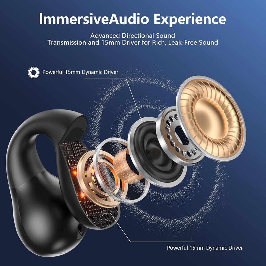 AI Translation Earbuds Real Time 144 Languages Clip On Earbuds Translator Headphones Audifonos Traductores Inglés Español Bluetooth 60H Playtime Headphones for Travel Business Meeting Learning Black