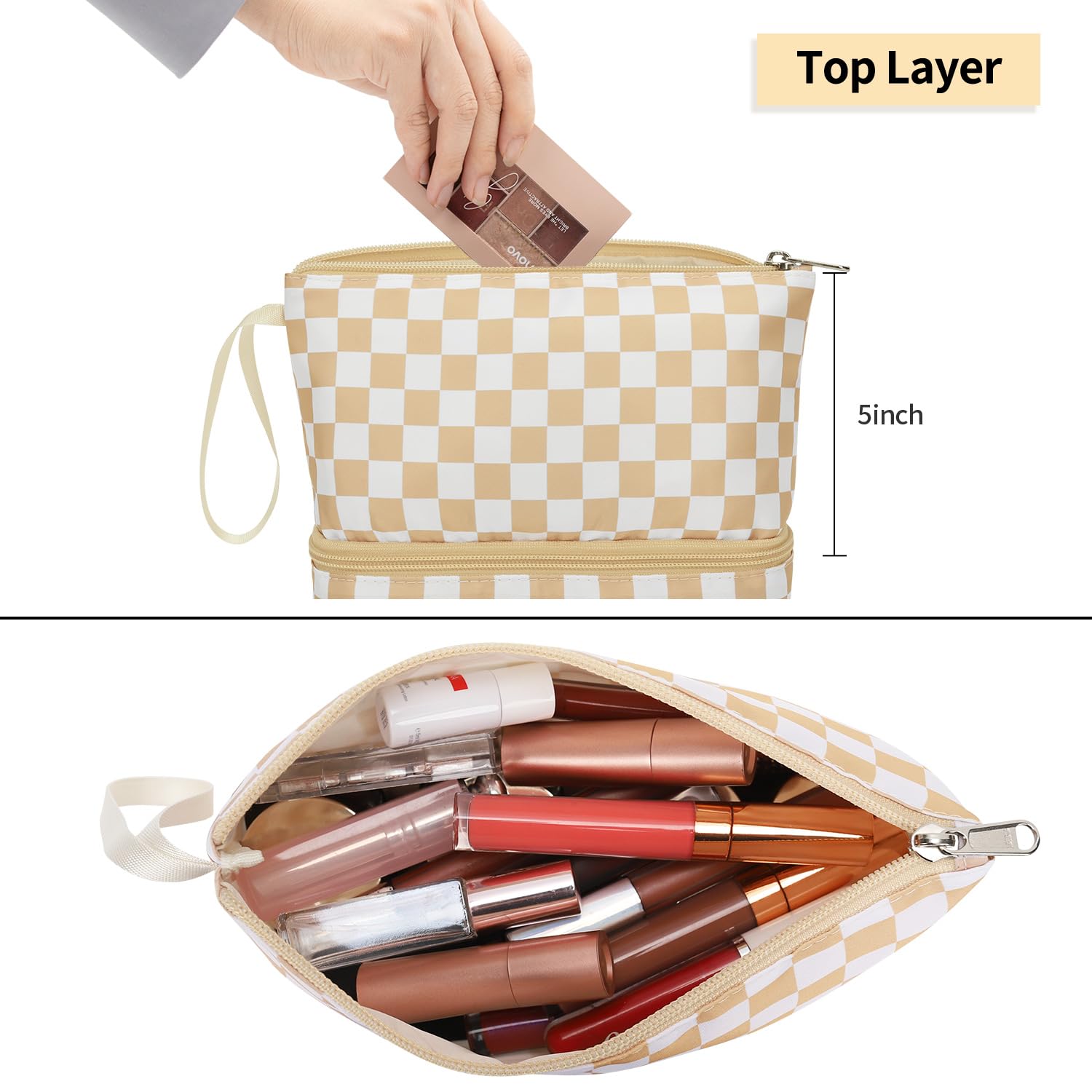 Ethereal Clear Makeup Bag, TSA Travel Makeup Organizer Bag Rose Gold Makeup Bags for Women Small Cosmetic Bag Portable Makeup Bag for Purse