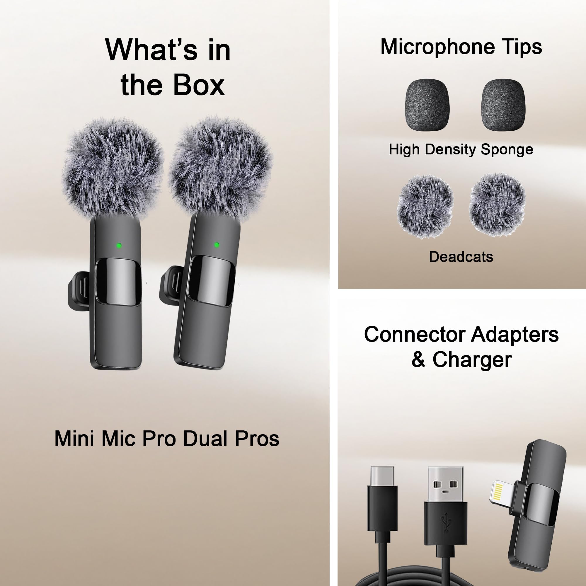 Mini Mic Pro (Latest Model) - Wireless Mini Microphone for iPhone, iPad, Android - 2 Pack Lavalier Microphone for Video Recording - iPhone Mic Crystal Clear Recording with USB-C for Content Creators