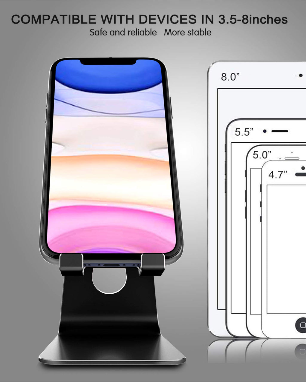 CreaDream Adjustable Cell Phone Stand, Phone Stand, Cradle, Dock, Holder, Aluminum Desktop Stand Compatible with Phone 16 15 14 13 12 11 Pro Max Plus SE, Accessories Desk, All Mobile Phones-Rose Gold