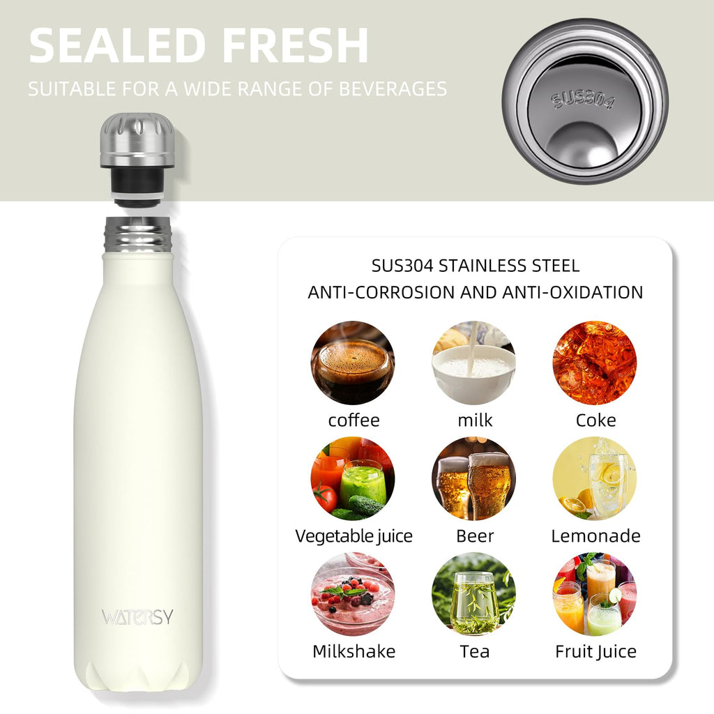 WATERSY Stainless Steel water bottles,17oz/500ml Insulated Water Bottles,Deep Blue metal water bottle Keeps Drink Cold and Hot,BPA Free kids water bottles for School,Gym,Travel,Sports