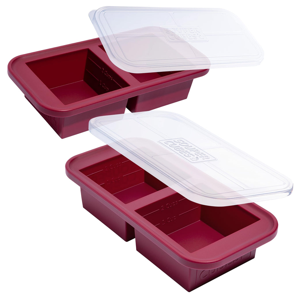 Souper Cubes 2 Cup Silicone Freezer Molds with Lids – Soup Cubes for Freezing Lasagna, Leftovers, Soups, Sauces, Casseroles, Meal Prep Meals and More – Aqua 2-Pack