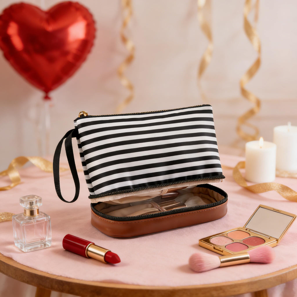 Ethereal Clear Makeup Bag, TSA Travel Makeup Organizer Bag Rose Gold Makeup Bags for Women Small Cosmetic Bag Portable Makeup Bag for Purse